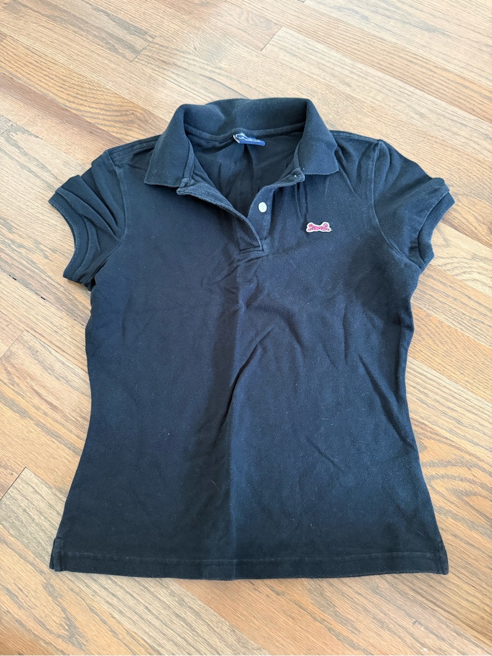 Le Tigre Black Women's Polo Top with Pink Logo